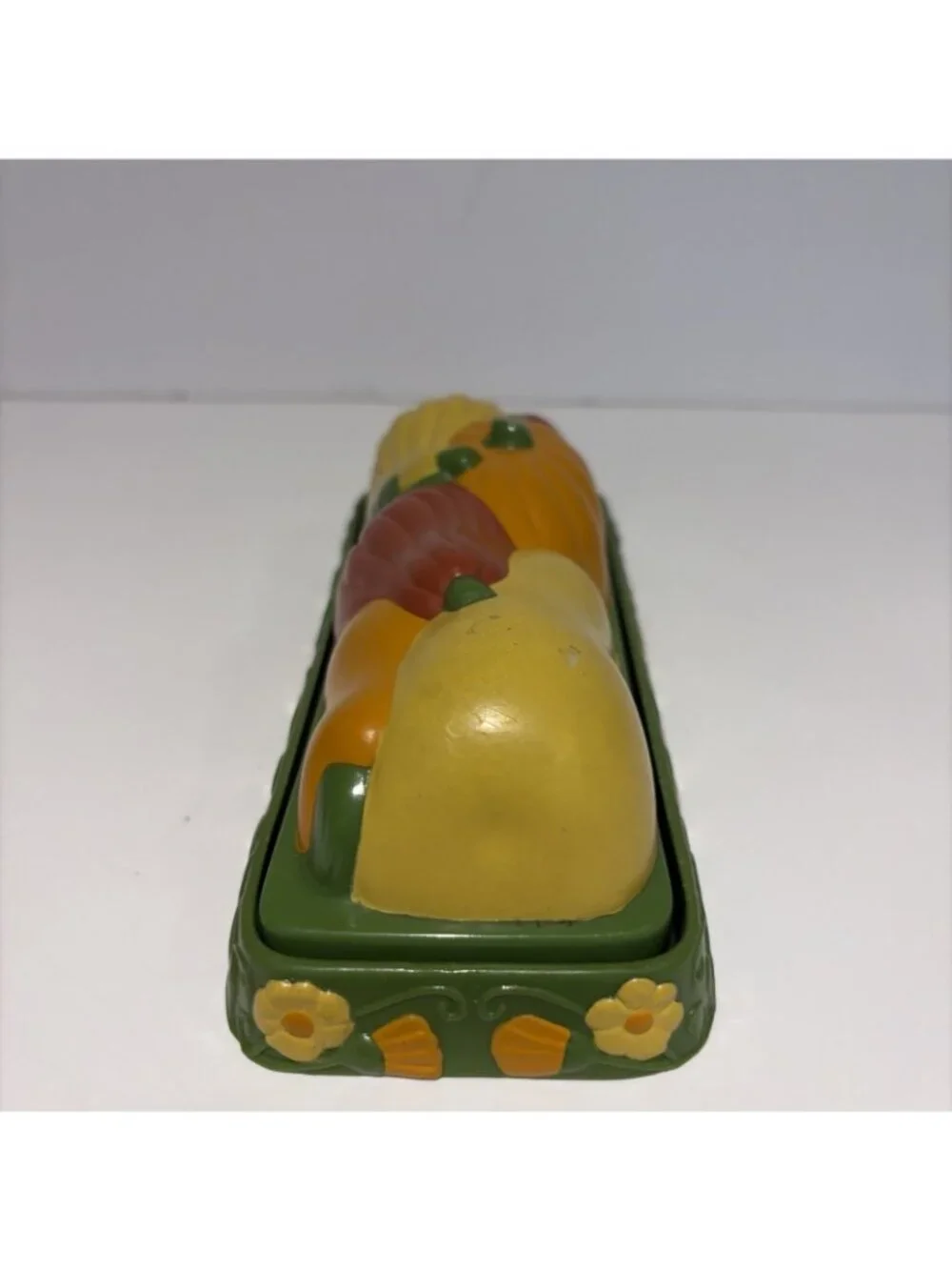 Vintage 1970s Harvest Butter Dish Melamine Colorful Autumn Fall Thanksgiving